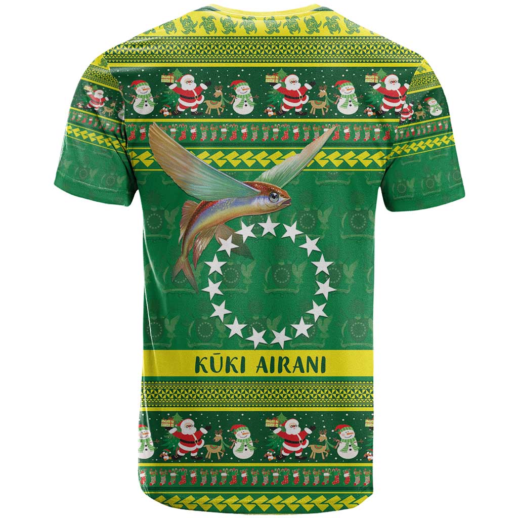 Meri Kiritimiti Cook Islands Christmas T Shirt Maroro Flying Fish and White Stars LT9 - Polynesian Pride