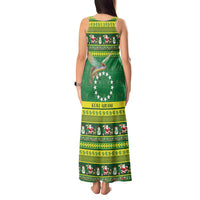 Meri Kiritimiti Cook Islands Christmas Tank Maxi Dress Maroro Flying Fish and White Stars LT9 - Polynesian Pride