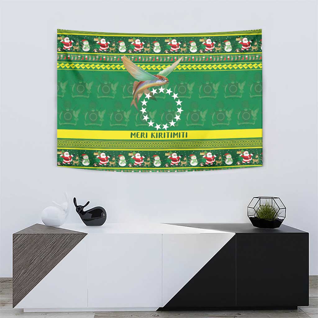 Meri Kiritimiti Cook Islands Christmas Tapestry Maroro Flying Fish and White Stars