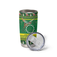 Meri Kiritimiti Cook Islands Christmas Tumbler Cup Maroro Flying Fish and White Stars LT9 - Polynesian Pride
