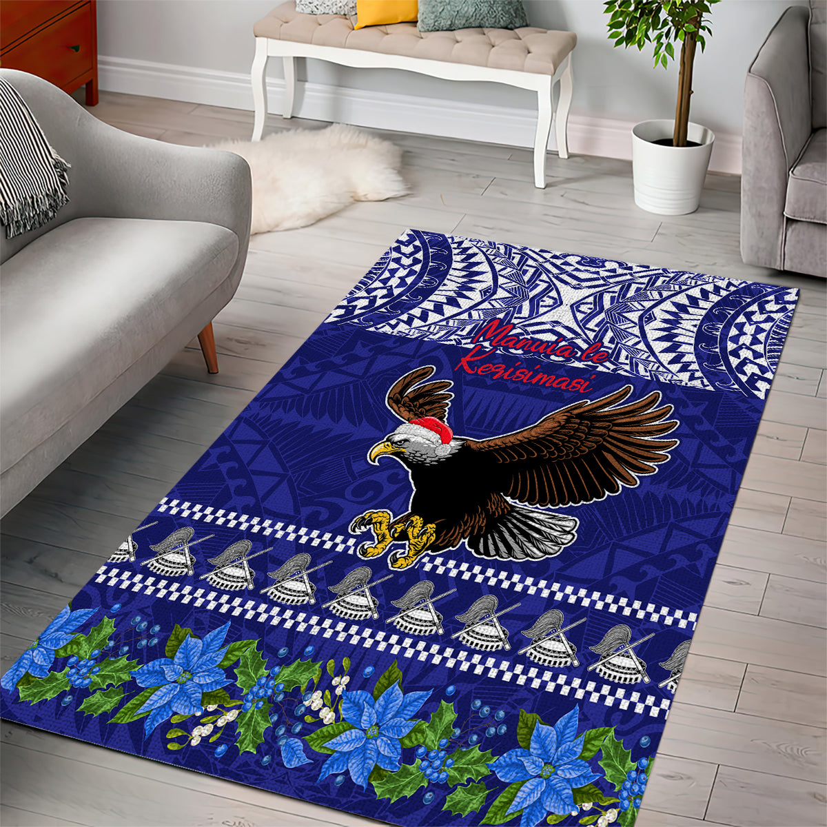American Samoa Christmas Area Rug Manuia le Kerisimasi Polynesian Tribal LT9 - Polynesian Pride