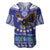 American Samoa Christmas Baseball Jersey Manuia le Kerisimasi Polynesian Tribal LT9 Blue - Polynesian Pride