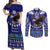 American Samoa Christmas Couples Matching Off Shoulder Maxi Dress and Long Sleeve Button Shirt Manuia le Kerisimasi Polynesian Tribal LT9 Blue - Polynesian Pride