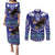 American Samoa Christmas Couples Matching Puletasi Dress and Long Sleeve Button Shirt Manuia le Kerisimasi Polynesian Tribal LT9 Blue - Polynesian Pride