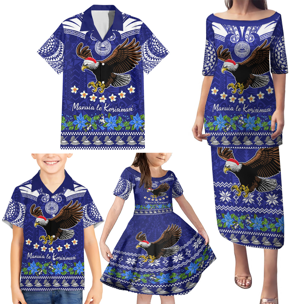 American Samoa Christmas Family Matching Puletasi Dress and Hawaiian Shirt Manuia le Kerisimasi Polynesian Tribal LT9 - Polynesian Pride