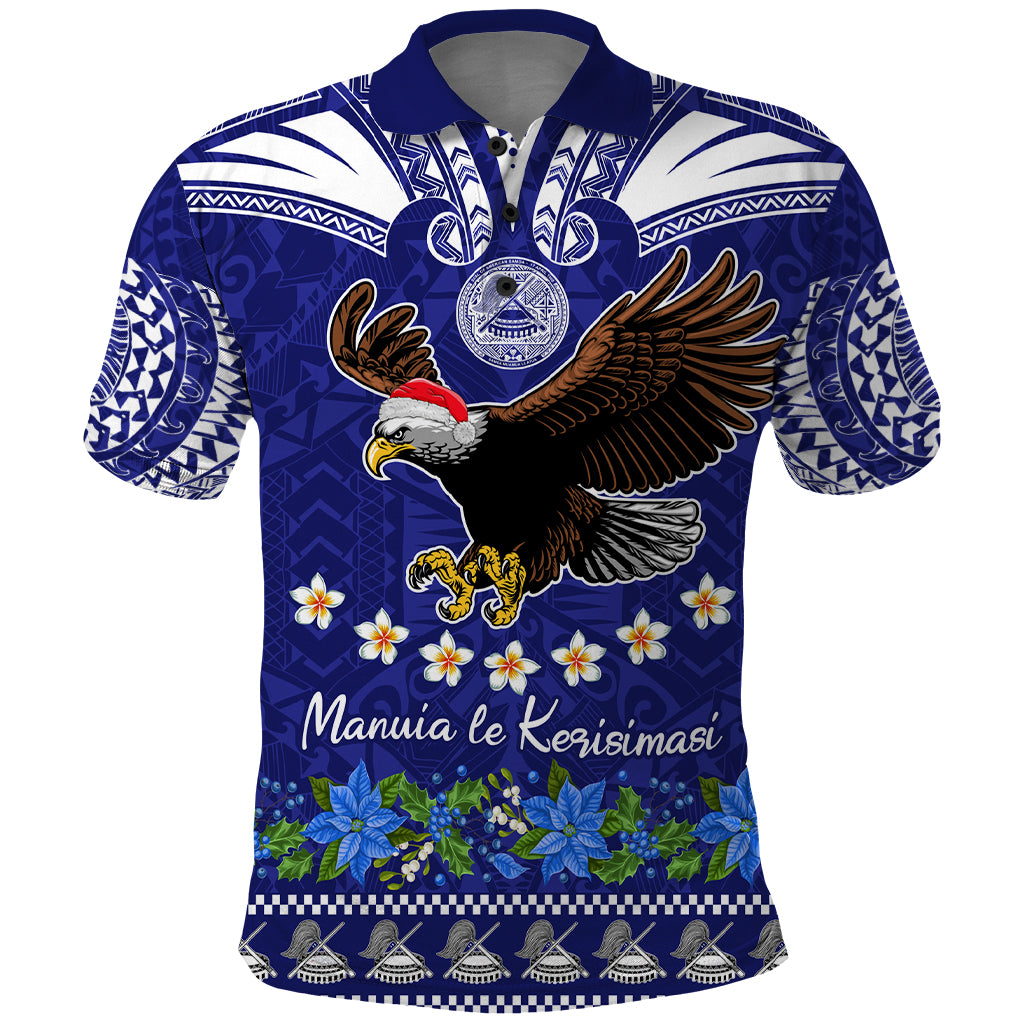 American Samoa Christmas Polo Shirt Manuia le Kerisimasi Polynesian Tribal LT9 Blue - Polynesian Pride