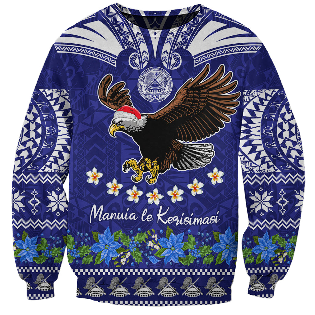 American Samoa Christmas Sweatshirt Manuia le Kerisimasi Polynesian Tribal LT9 Unisex Blue - Polynesian Pride