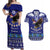 Personalised American Samoa Christmas Couples Matching Off Shoulder Maxi Dress and Hawaiian Shirt Manuia le Kerisimasi Polynesian Tribal LT9 Blue - Polynesian Pride