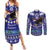 Personalised American Samoa Christmas Couples Matching Summer Maxi Dress and Long Sleeve Button Shirt Manuia le Kerisimasi Polynesian Tribal LT9 Blue - Polynesian Pride