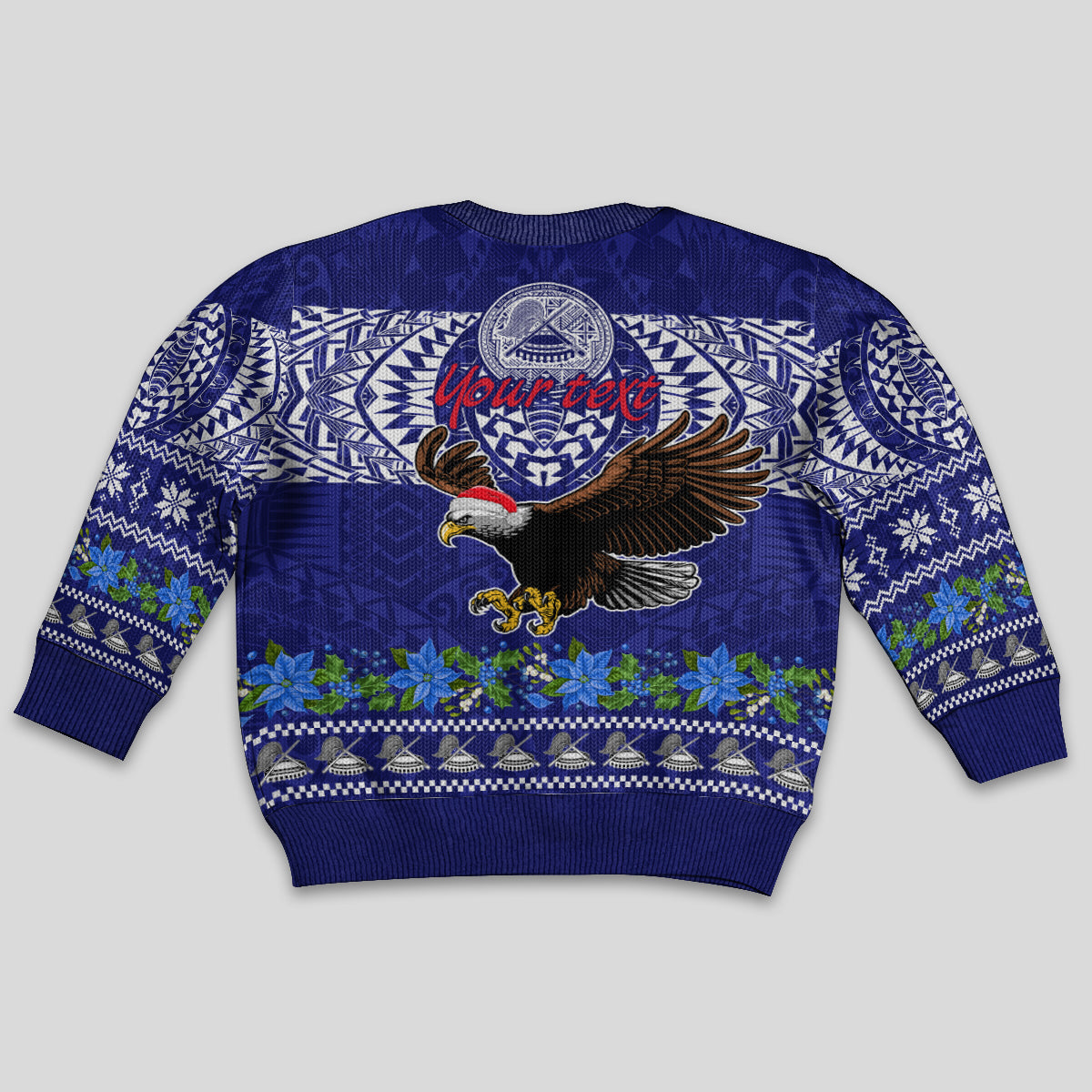 Personalised American Samoa Christmas Kid Ugly Christmas Sweater Manuia le Kerisimasi Polynesian Tribal LT9 - Polynesian Pride