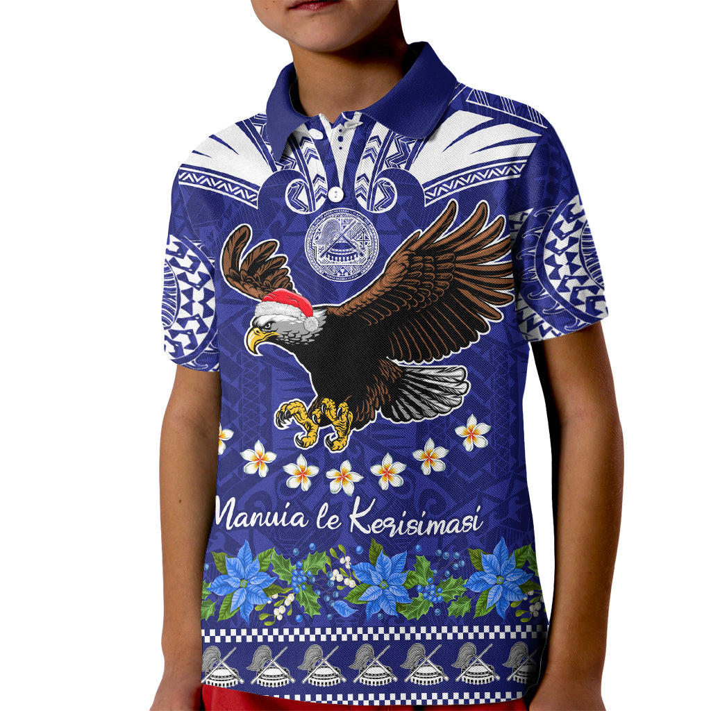 Personalised American Samoa Christmas Kid Polo Shirt Manuia le Kerisimasi Polynesian Tribal LT9 Kid Blue - Polynesian Pride
