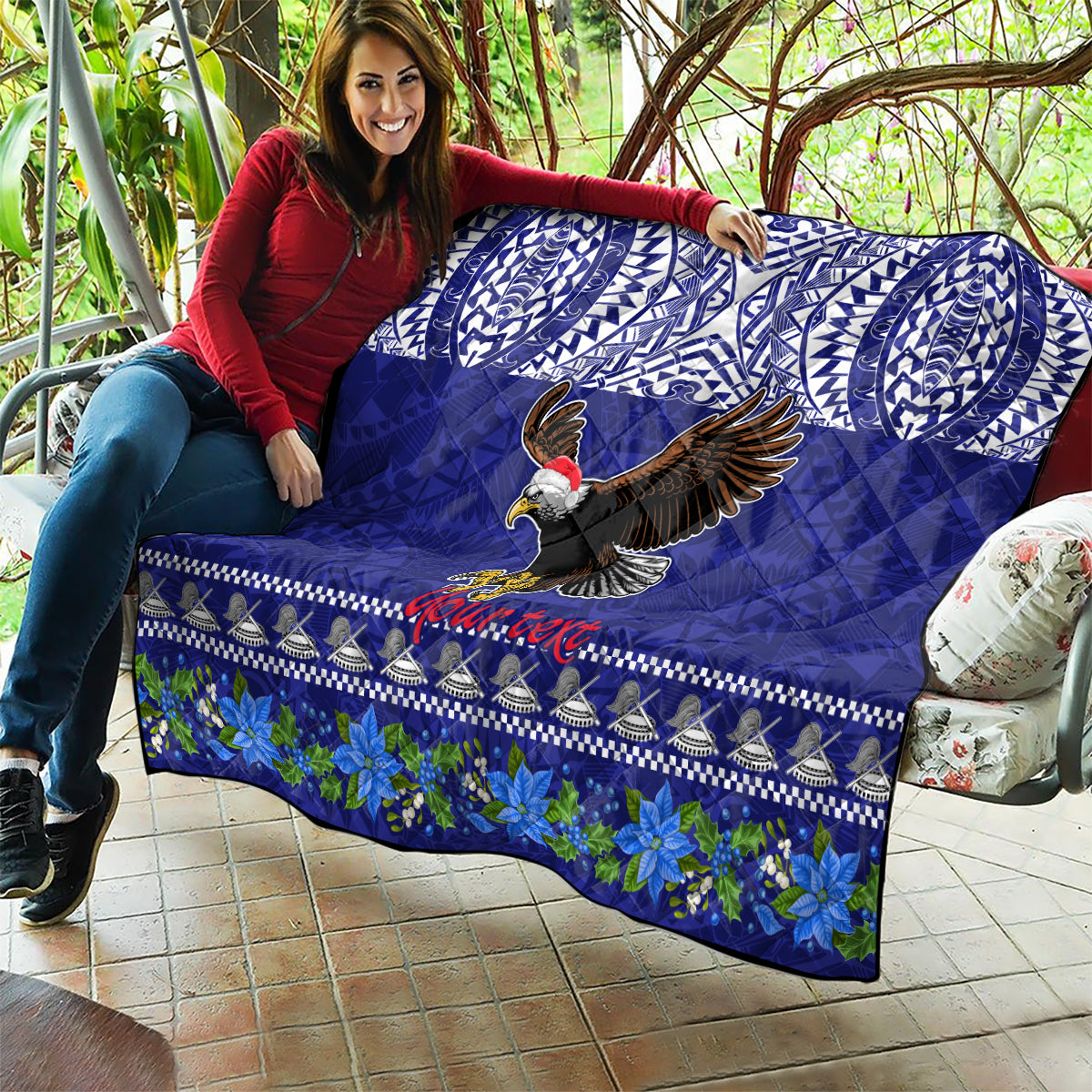 Personalised American Samoa Christmas Quilt Manuia le Kerisimasi Polynesian Tribal LT9 - Polynesian Pride