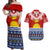 Kiribati Christmas Couples Matching Off Shoulder Maxi Dress and Hawaiian Shirt Tekeraoi n Te Tiritimati Polynesian Tribal LT9 Red - Polynesian Pride