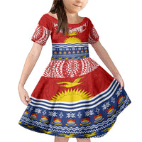 Kiribati Christmas Family Matching Mermaid Dress and Hawaiian Shirt Tekeraoi n Te Tiritimati Polynesian Tribal LT9 Daughter's Dress Red - Polynesian Pride