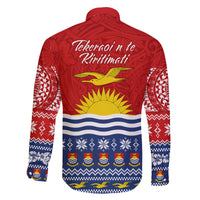 Kiribati Christmas Family Matching Off Shoulder Long Sleeve Dress and Hawaiian Shirt Tekeraoi n Te Tiritimati Polynesian Tribal LT9 - Polynesian Pride