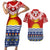 Personalised Kiribati Christmas Couples Matching Short Sleeve Bodycon Dress and Hawaiian Shirt Tekeraoi n Te Tiritimati Polynesian Tribal LT9 Red - Polynesian Pride