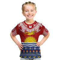 Personalised Kiribati Christmas Kid T Shirt Tekeraoi n Te Tiritimati Polynesian Tribal LT9 Red - Polynesian Pride