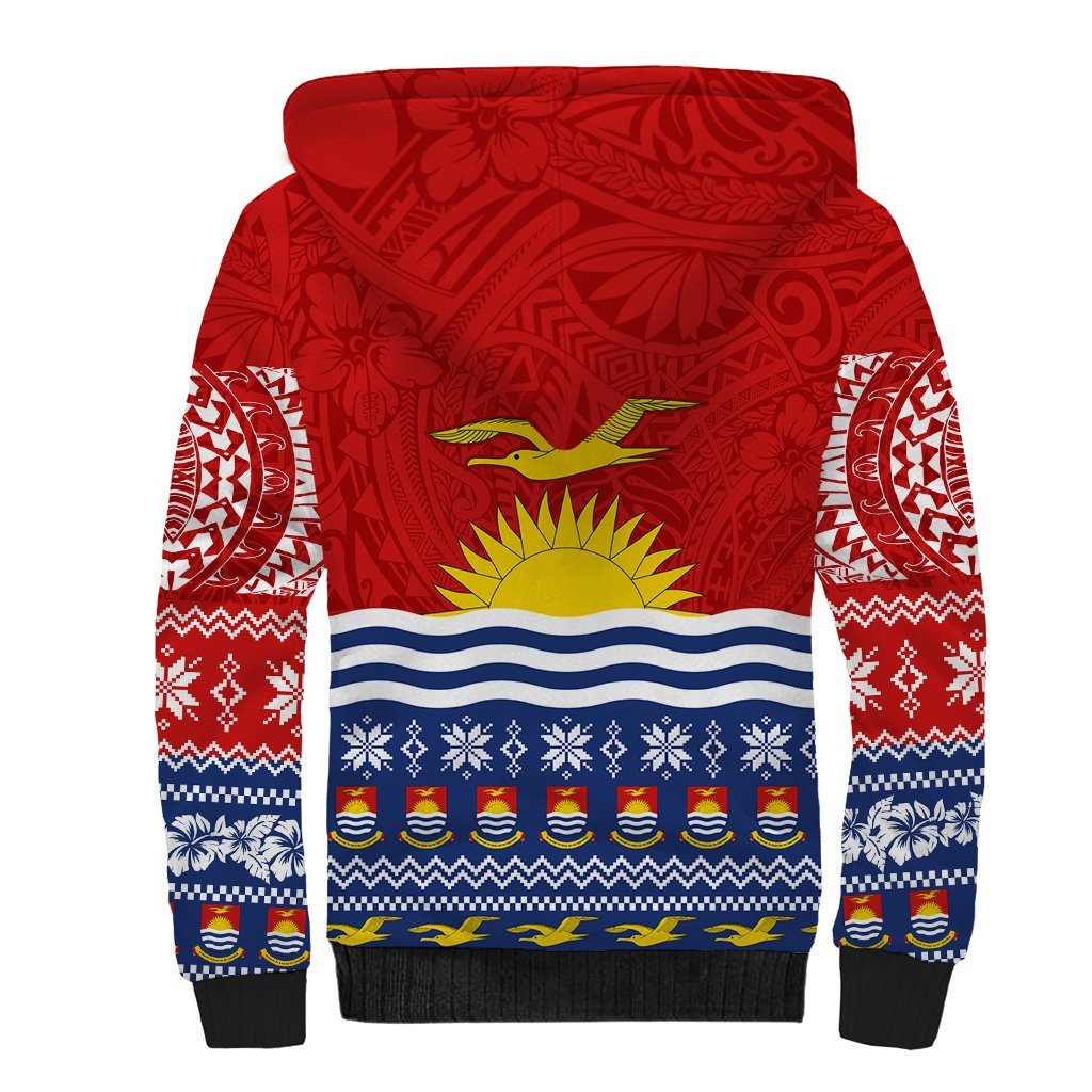 Personalised Kiribati Christmas Sherpa Hoodie Tekeraoi n Te Tiritimati Polynesian Tribal LT9 - Polynesian Pride