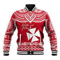 Personalised Wallis and Futuna Christmas Baseball Jacket Polynesian Tribal LT9 Unisex Red - Polynesian Pride
