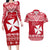 Personalised Wallis and Futuna Christmas Couples Matching Long Sleeve Bodycon Dress and Hawaiian Shirt Polynesian Tribal LT9 Red - Polynesian Pride