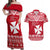 Personalised Wallis and Futuna Christmas Couples Matching Off Shoulder Maxi Dress and Hawaiian Shirt Polynesian Tribal LT9 Red - Polynesian Pride