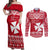 Personalised Wallis and Futuna Christmas Couples Matching Off Shoulder Maxi Dress and Long Sleeve Button Shirt Polynesian Tribal LT9 Red - Polynesian Pride