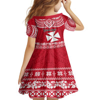 Personalised Wallis and Futuna Christmas Family Matching Off Shoulder Short Dress and Hawaiian Shirt Polynesian Tribal LT9 - Polynesian Pride