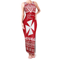 Personalised Wallis and Futuna Christmas Family Matching Tank Maxi Dress and Hawaiian Shirt Polynesian Tribal LT9 Mom's Dress Red - Polynesian Pride