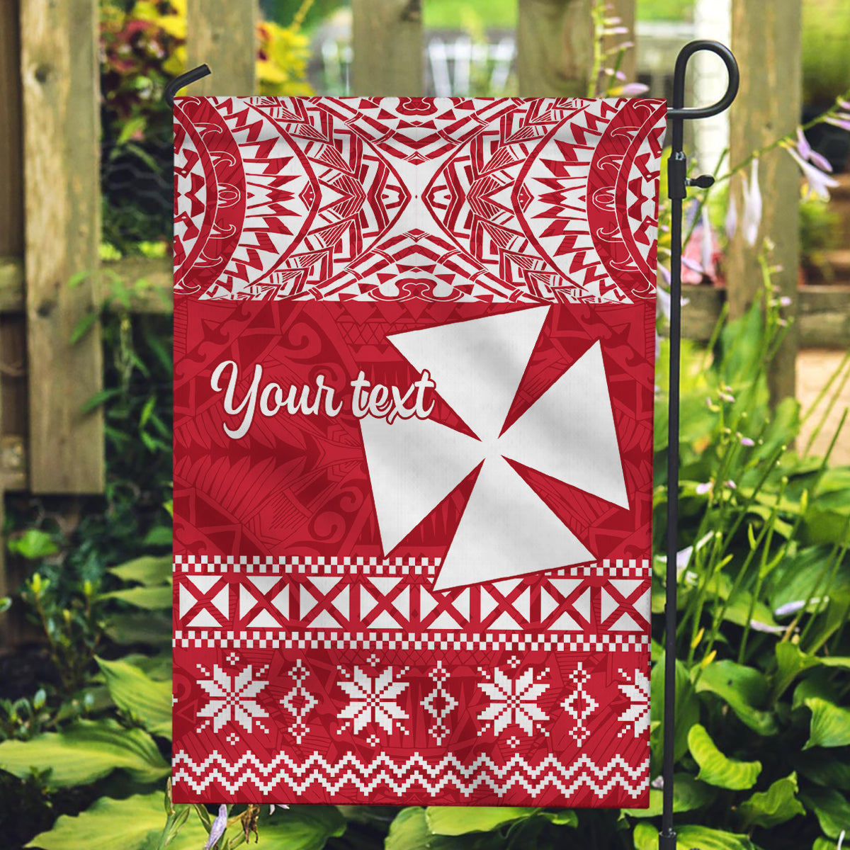 Personalised Wallis and Futuna Christmas Garden Flag Polynesian Tribal LT9 Garden Flag Red - Polynesian Pride