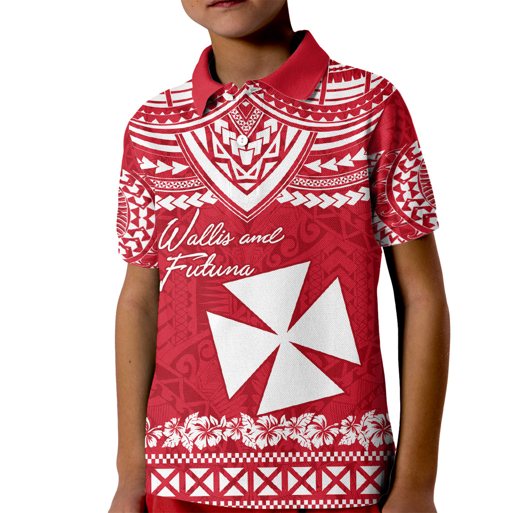 Personalised Wallis and Futuna Christmas Kid Polo Shirt Polynesian Tribal LT9 Kid Red - Polynesian Pride