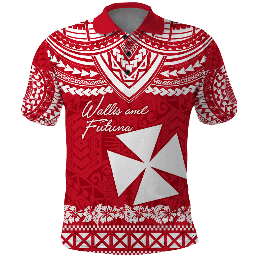 Personalised Wallis and Futuna Christmas Polo Shirt Polynesian Tribal LT9 Red - Polynesian Pride