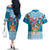 Fijian Tagimoucia Flowers Couples Matching Off The Shoulder Long Sleeve Dress and Hawaiian Shirt Christmas Coquette bow