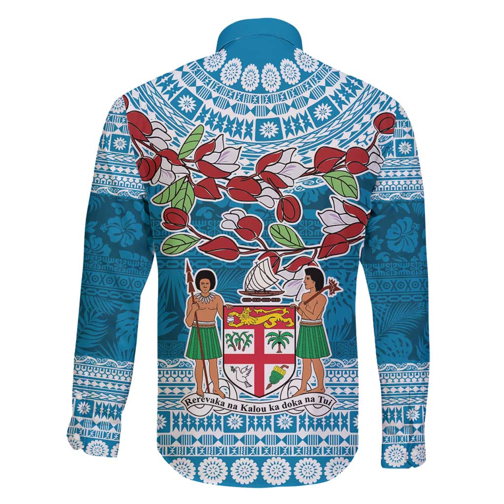 Fijian Tagimoucia Flowers Family Matching Long Sleeve Bodycon Dress and Hawaiian Shirt Christmas Coquette bow