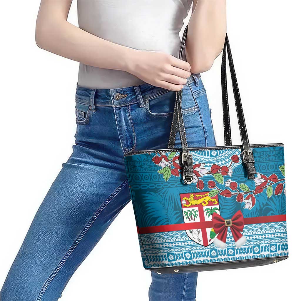 Fijian Tagimoucia Flowers Leather Tote Bag Christmas Coquette bow