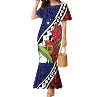 Samoan Ula Fala Flowers Family Matching Mermaid Dress and Hawaiian Shirt Christmas Santa Belt