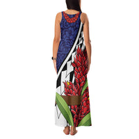 Samoan Ula Fala Flowers Family Matching Tank Maxi Dress and Hawaiian Shirt Christmas Santa Belt