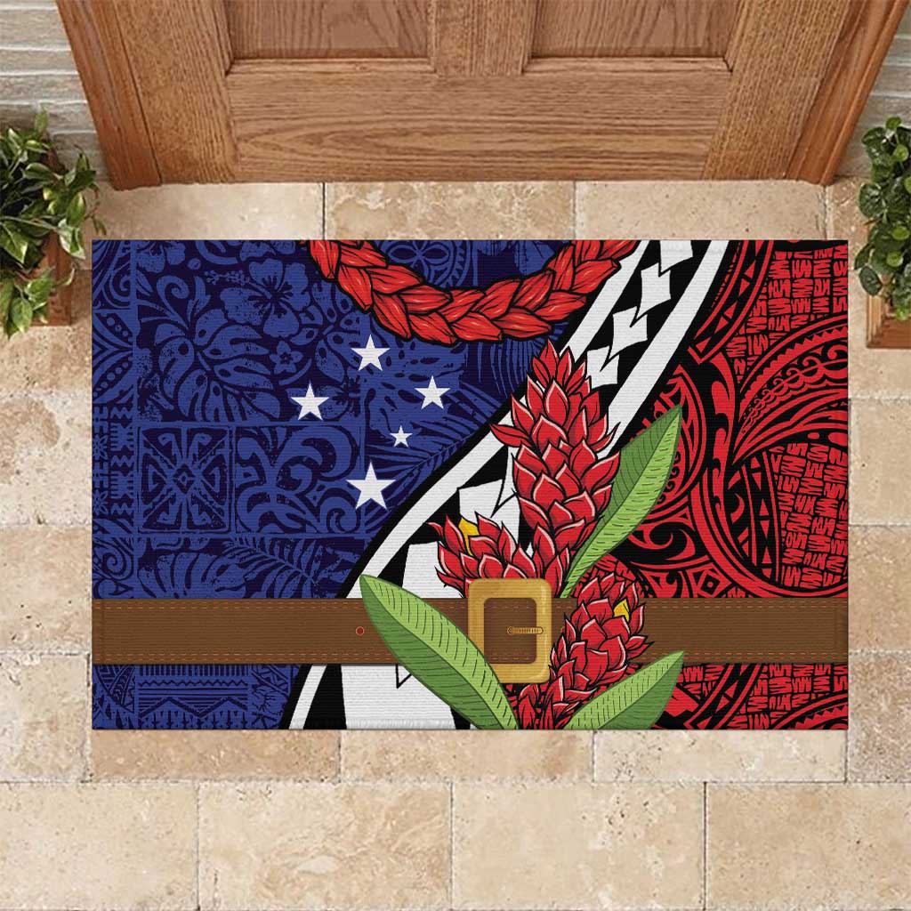 Samoan Ula Fala Flowers Rubber Doormat Christmas Santa Belt