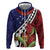 Samoan Ula Fala Flowers Zip Hoodie Christmas Santa Belt