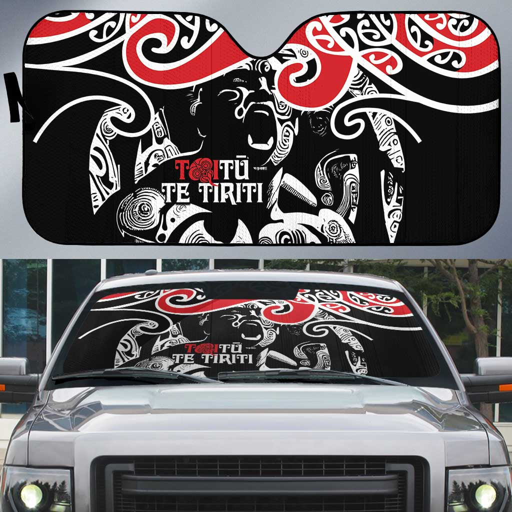 Aotearoa Toitu Te Tiriti Auto Sun Shade New Zealand Stand Together Stand Stronger - Polynesian Pride