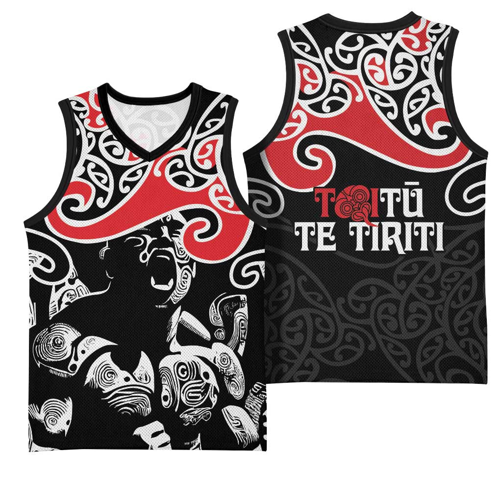 Aotearoa Toitu Te Tiriti Basketball Jersey New Zealand Stand Together Stand Stronger - Polynesian Pride