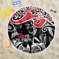 Aotearoa Toitu Te Tiriti Beach Blanket New Zealand Stand Together Stand Stronger LT9 One Size 150cm Black - Polynesian Pride
