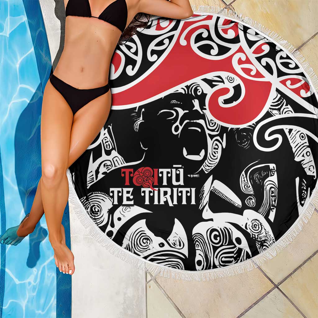 Aotearoa Toitu Te Tiriti Beach Blanket New Zealand Stand Together Stand Stronger LT9 - Polynesian Pride