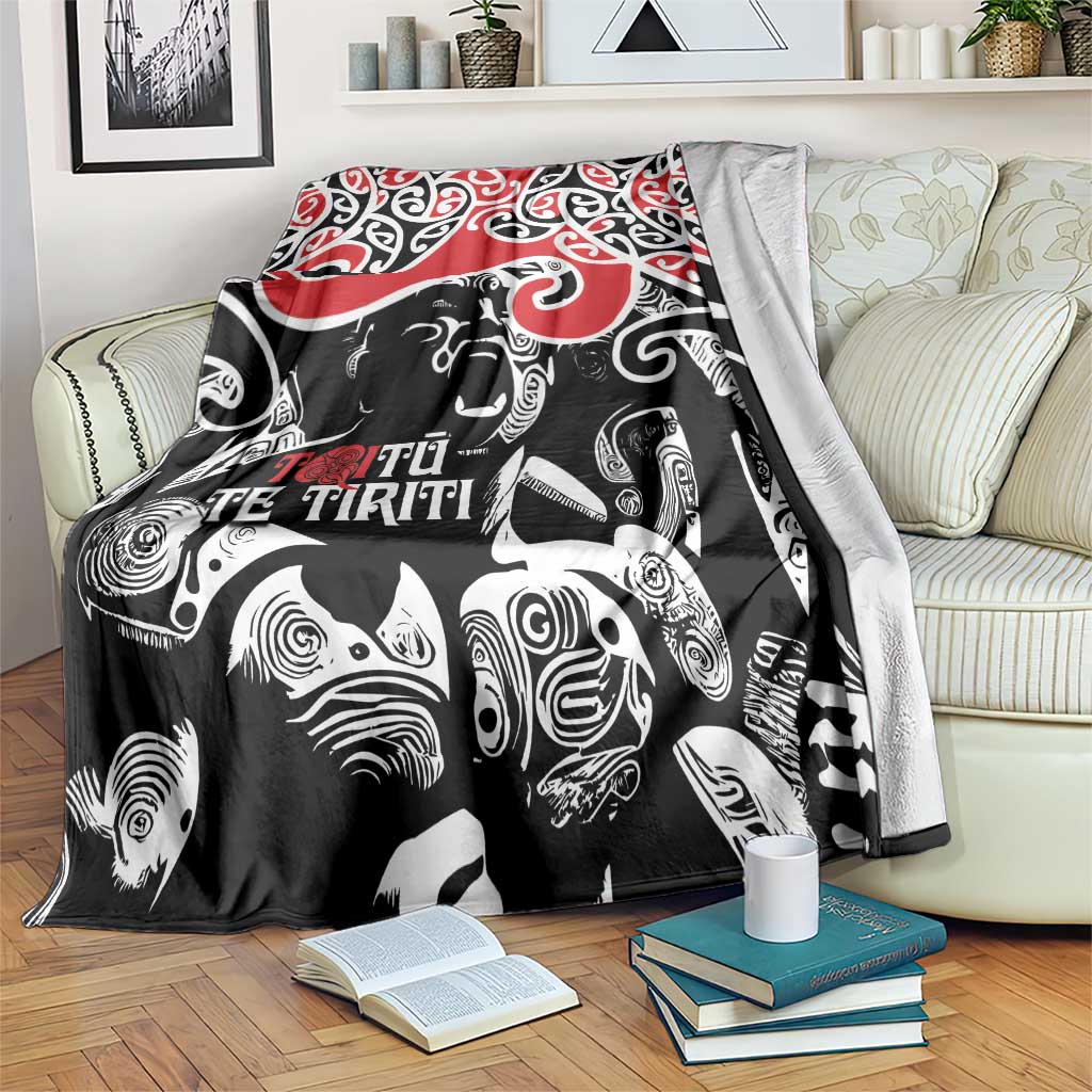 Aotearoa Toitu Te Tiriti Blanket New Zealand Stand Together Stand Stronger LT9 Black - Polynesian Pride