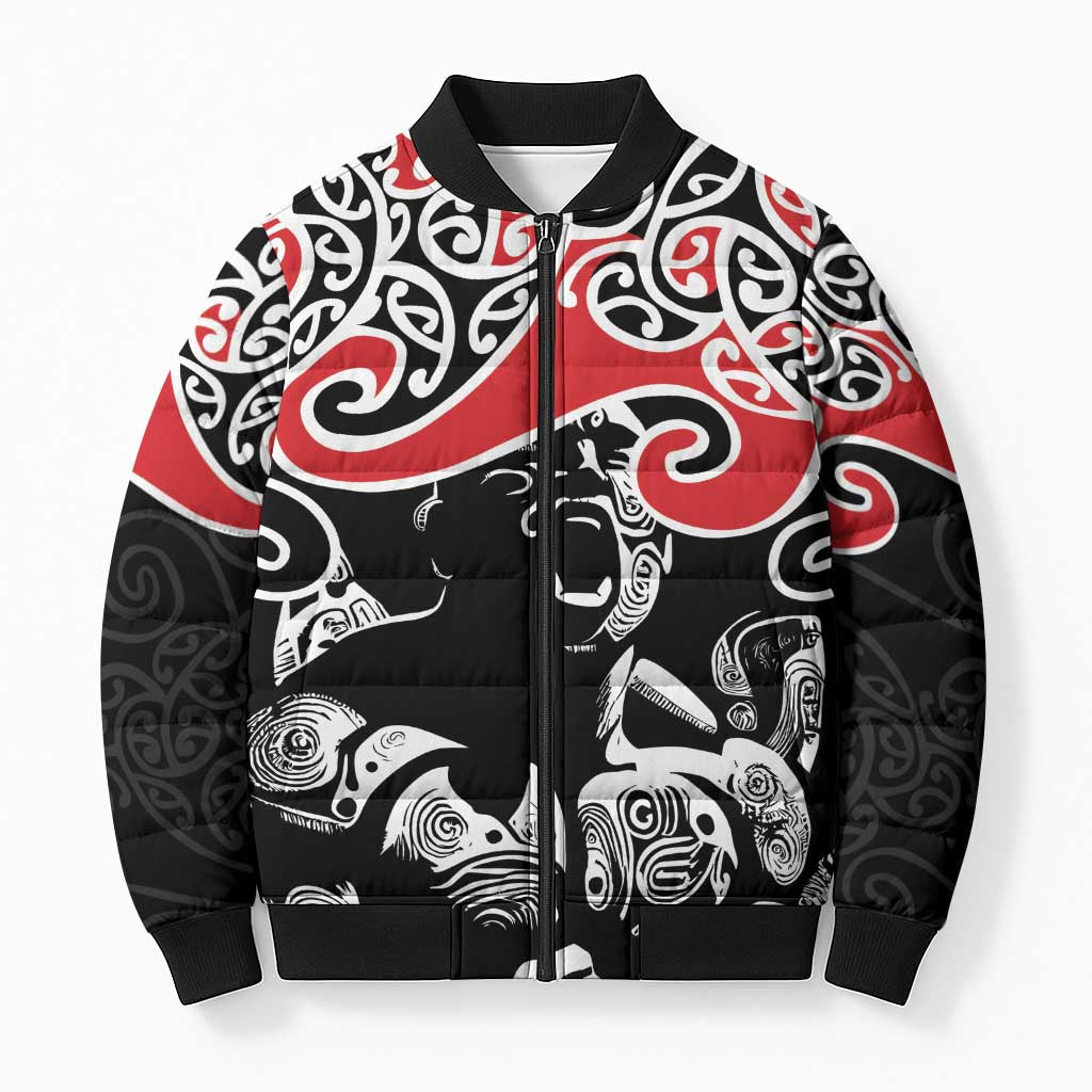 Aotearoa Toitu Te Tiriti Bomber Puffer Jacket New Zealand Stand Together Stand Stronger - Polynesian Pride