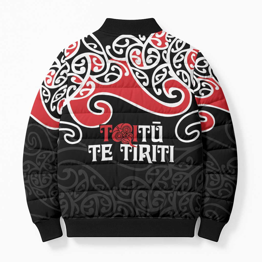 Aotearoa Toitu Te Tiriti Bomber Puffer Jacket New Zealand Stand Together Stand Stronger - Polynesian Pride