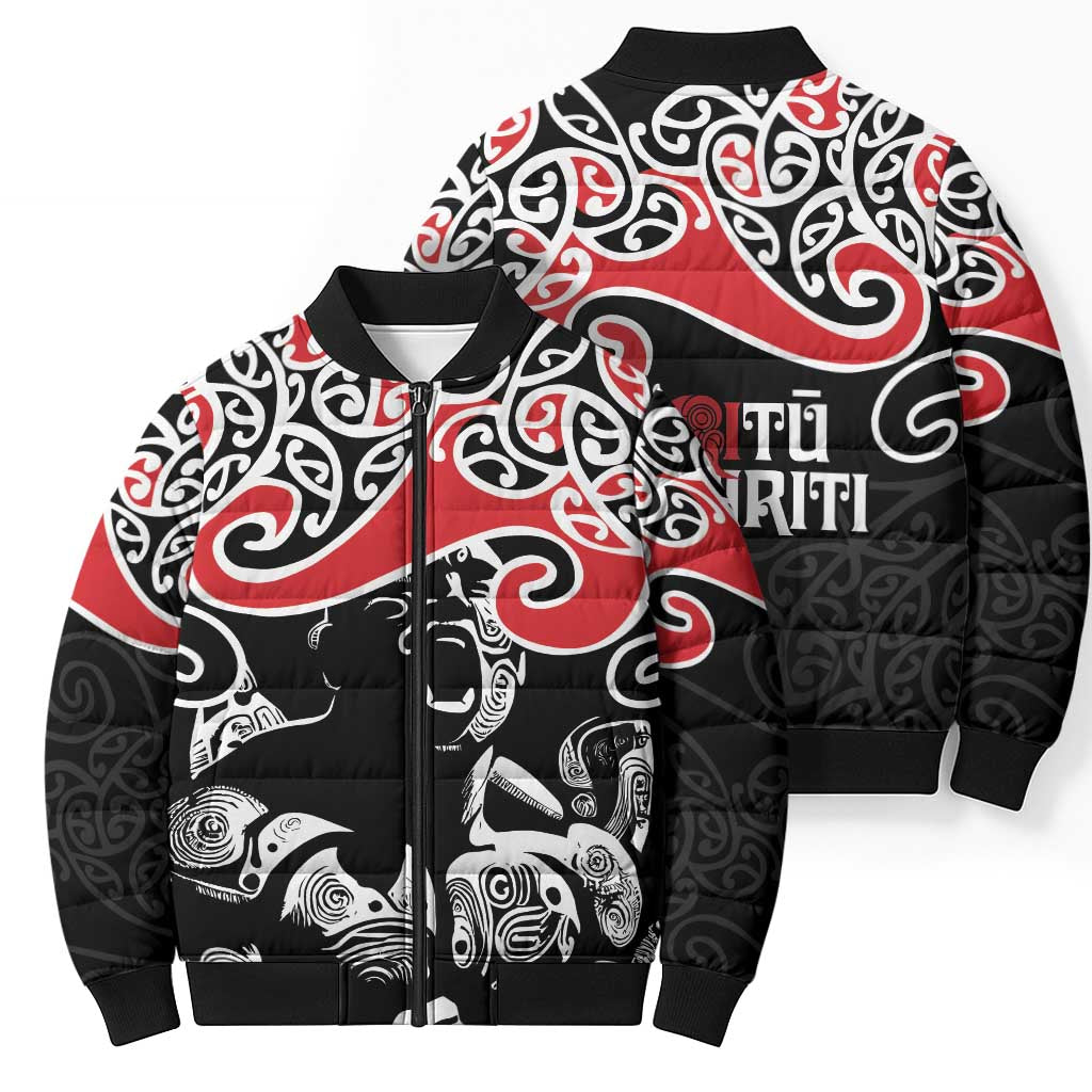 Aotearoa Toitu Te Tiriti Bomber Puffer Jacket New Zealand Stand Together Stand Stronger - Polynesian Pride