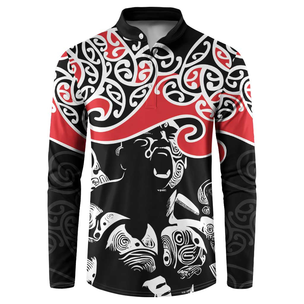 Aotearoa Toitu Te Tiriti Button Sweatshirt New Zealand Stand Together Stand Stronger LT9 Black - Polynesian Pride