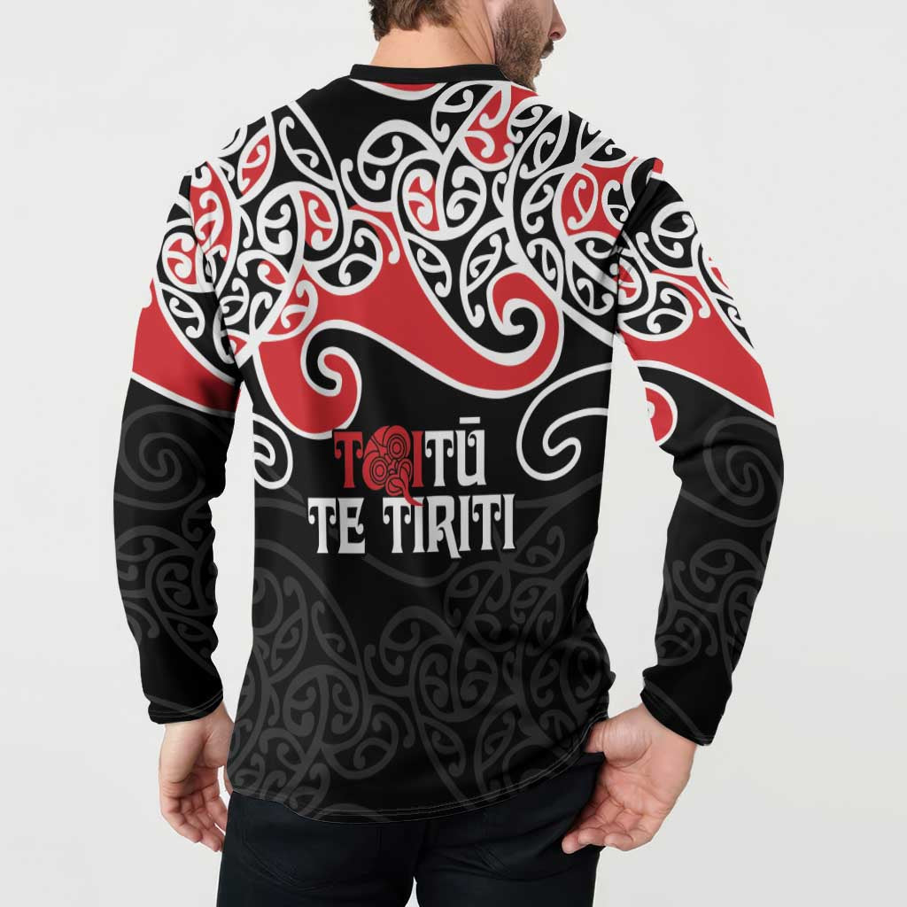 Aotearoa Toitu Te Tiriti Button Sweatshirt New Zealand Stand Together Stand Stronger LT9 - Polynesian Pride