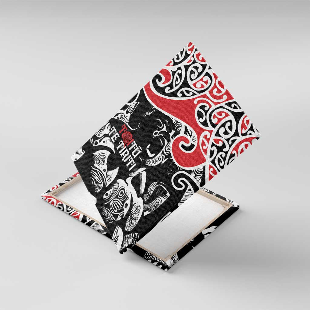 Aotearoa Toitu Te Tiriti Canvas Wall Art New Zealand Stand Together Stand Stronger LT9 With Frame Black - Polynesian Pride