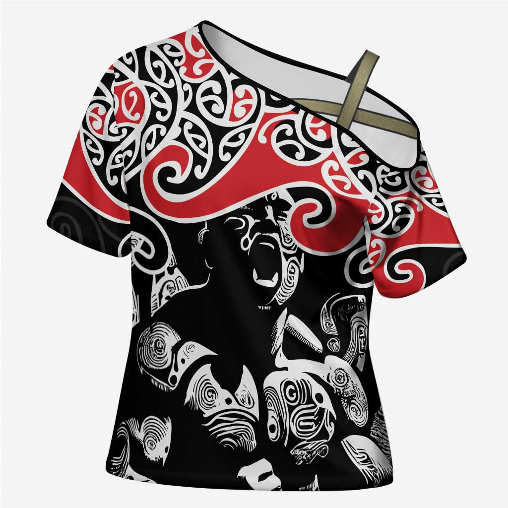 Aotearoa Toitu Te Tiriti Cross Shoulder Shirt New Zealand Stand Together Stand Stronger - Polynesian Pride